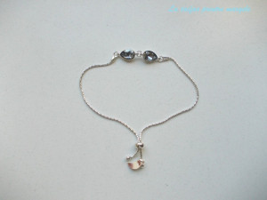 Sterling silver bracelet with fancy drop Swarovski Blue Shade