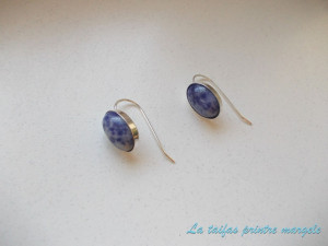 Sterling silver earrings with oval sodalite 14 mm