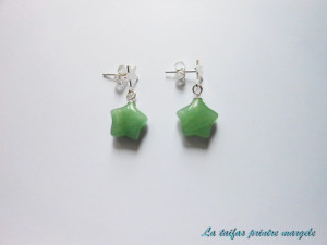 Sterling silver green aventurin star earrings