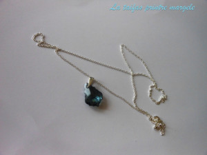 Sterling silver pendant with Swarovski blue baroque Aquamarine Satin