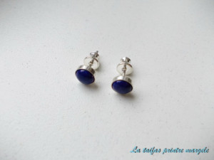 Blue howlite small sterling silver stud earrings 8 mm