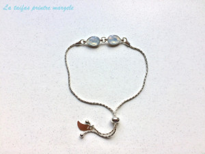 Brăţară din argint cu 2 Cristale Swarovski Fancy picătură White Opal