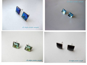 Cercei cu şurub din argint cu diferite variante de Cristal Swarovski cabochon pătrat