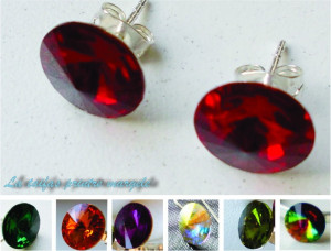 Cercei din argint cu şurub cu Cristale Swarovski rivoli