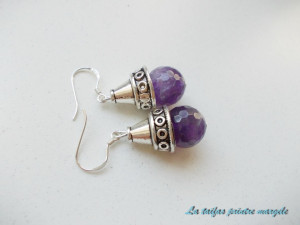 Faceted amethyst cone earrings