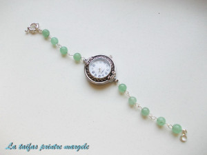 Functional watch with green aventurine bracelet