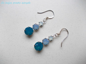 Large earrings with 3 Swarovski Crystals Summer Breeze