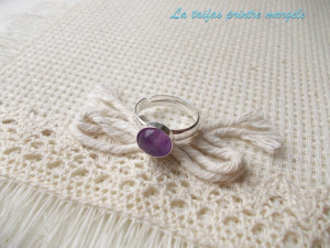 Sterling silver adjustable ring with 8 mm round  amethyst - Img 2