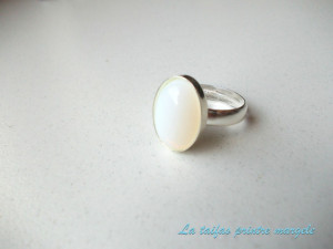 Sterling silver adjustable ring with oval opalite 14 mm - Img 2