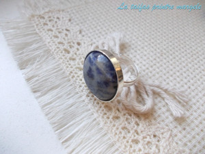 Sterling silver adjustable round with sodalite 20 mm - Img 2