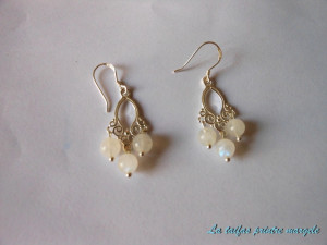 Sterling silver chandelier earrings with translucid moonstone