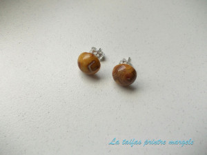 Sterling silver earstud earrings with ocher crazy lace agate 10 mm