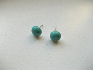 Sterling silver earstud earrings with turquoise 10 mm - Img 2
