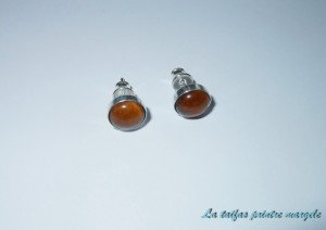 Tiger eye sterling silver stud earrings 8 mm