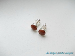 Brown goldstone small sterling silver stud earrings 6 mm
