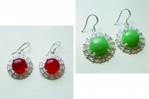 Gemstone round filigree earrings