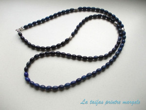 Grain-shaped lapis lazuli long necklace