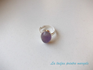 Inel reglabil din argint cu ametist oval 14 mm