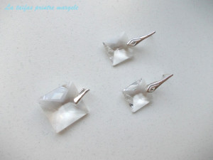 Set cercei şi pandantiv din argint cu Cristale Swarovski piramidă dublă Crystal