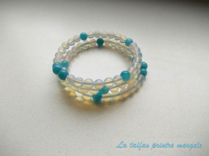 Spiral bracelet with opalite and angelite