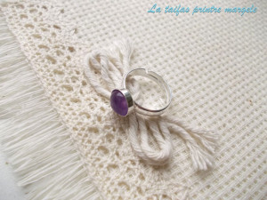 Sterling silver adjustable ring with 8 mm round  amethyst - Img 3
