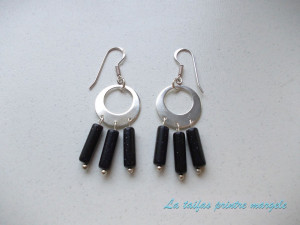 Sterling silver chandelier earrings with blue goldstone