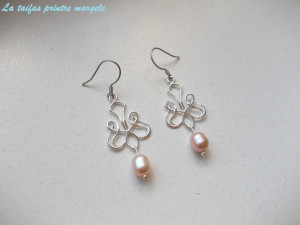 Sterling silver chandelier earrings with natural cultured pearls