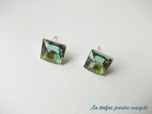 Sterling-silver earstud earrings with different versions of square-shaped Swarovski cabochons - Img 3