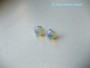 Sterling silver earstud earrings with round opalite 12 mm