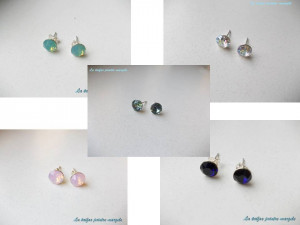 Cercei cu şurub din argint cu diferite variante de Cristale Swarovski chaton 8 mm