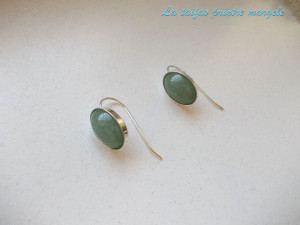 Cercei din argint cu aventurin verde oval 14 mm