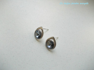 Cercei din argint cu şurub cu Cristale Swarovski rivoli Blue Shade
