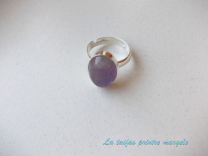 Sterling silver adjustable ring with amethyst 14 mm - Img 2