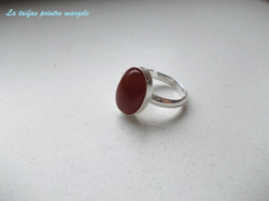 Sterling silver adjustable ring with oval carnelian 14 mm