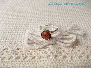 Sterling silver adjustable ring with round brown goldstone 8 mm