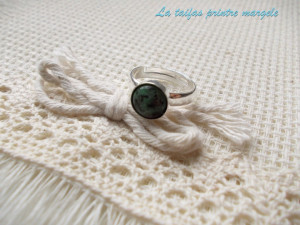 Sterling silver adjustable ring with ruby-zoisite 8 mm