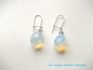 Sterling silver earrings with opalite faceted teardrop