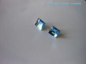Sterling-silver earstud earrings with different versions of square-shaped Swarovski cabochons - Img 2