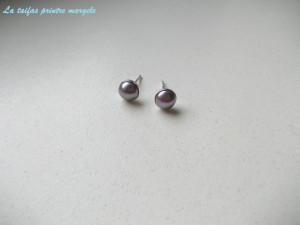 Sterling silver earstud earrings with Mauve Swarovski pearls