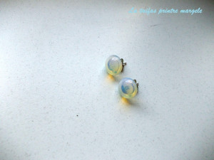 Sterling silver earstud earrings with round opalite 12 mm - Img 2