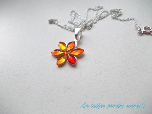 Sterling silver flower pendant with 6 Swarovski cabochon flame Fireopal
