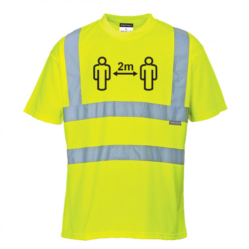 Tricou cu mesaj distantare sociala Hi-Vis