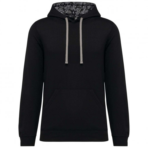 UNISEX CONTRAST PATTERNED HOODED SWEATSHIRT