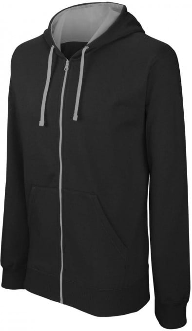 MEN'S CONTRAST HOODED FULL ZIP SWEATSHIRT
