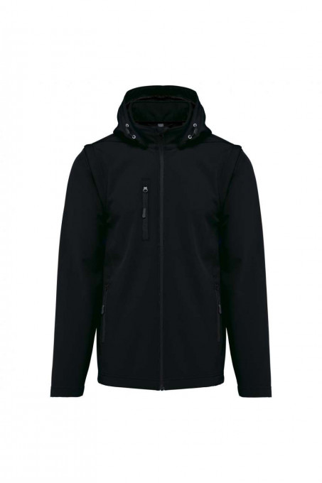 UNISEX 3-LAYER SOFTSHELL HOODED JACKET WITH REMOVABLE SLEEVES