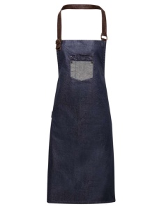 'DIVISION' WAXED LOOK DENIM BIB APRON WITH FAUX LEATHER - Img 2