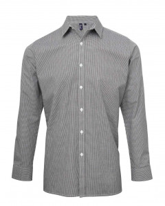 MEN'S LONG SLEEVE GINGHAM COTTON MICROCHECK SHIRT - Img 1