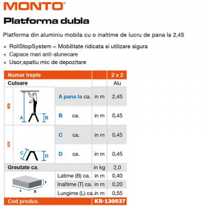 PLATFORMA ROLLY PLIABILA DUBLA ALU NATUR 2X2 TREPTE - Img 6