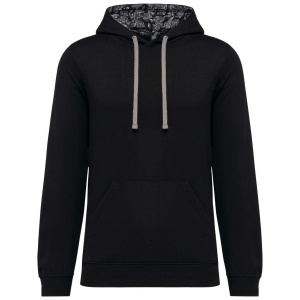 UNISEX CONTRAST PATTERNED HOODED SWEATSHIRT