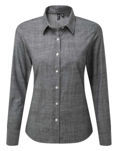 WOMEN'S COTTON SLUB CHAMBRAY LONG SLEEVE SHIRT - Img 3